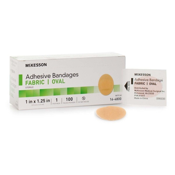 Mckesson Oval Tan Adhesive Strip, 1 x 1-1/4 Inch, 100PK 16-4800 - main